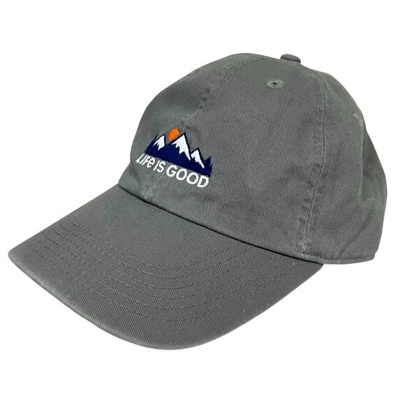 Life Is Good Hat Cap Gray Mountains Embroidered Strap Back Cotton Adjustable - Picture 2 of 8